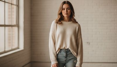 Junge Frau mit natürlichem Look posiert selbstbewusst im hellen Fotostudio